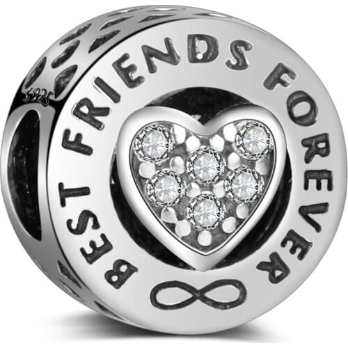 Authentic 925 Sterling Silver Bead Best Friends Forever Beads For Original Pandora Charm Bracelets & Bangles Jewelry