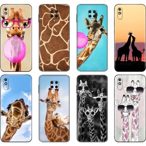 Black tpu Case For Xiaomi Redmi 7A 8 8A 9 9A 9C Case Redmi Note 8T 8 Pro T Note 9 9S 9 Pro Case Beautiful Giraffe Animals