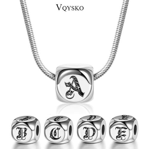 Four Sides Engraved Initial Alphabet Pendant Necklace For Women Girl Stainless Steel Snake Chain Jewelry Necklaces With Letters