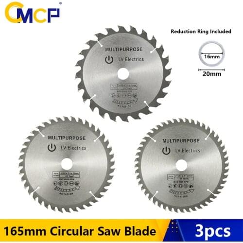 CMCP 3pcs/Set Circular Saw Blade 165mm TCT Saw Blade 24T 40T 48T Carbide Tipped Wood Cutting Disc Saw Blade For Wood