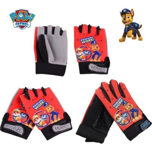 PAW Patrol Anime Childrens Half-finger Gloves Non-slip Riding Full-finger Gloves Boys and Girls Outdoor Sportswear Accessories