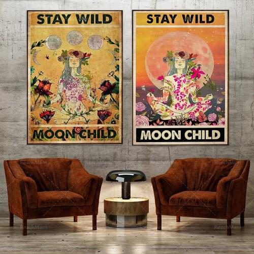 Liuye Moon Children Poster, Hippie Gift, Spiritual Art, Wall Art Decoration, Retro Poster, Bedroom Art, Wall Art Decoration Quot