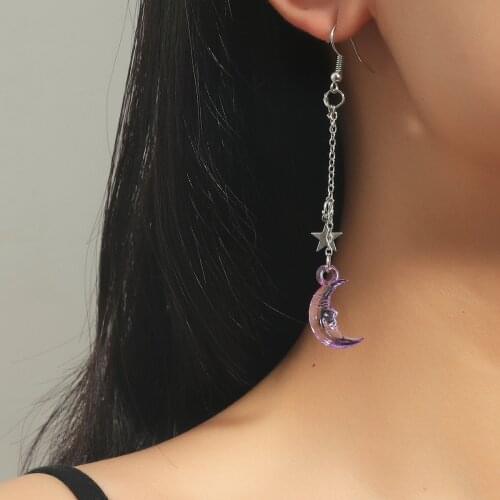 Long Tassel Moon Pentagram Drop Earrings Silver Color 2021 Fashion Hanging Women Earrings Summer Jewelry Girls Party Gift