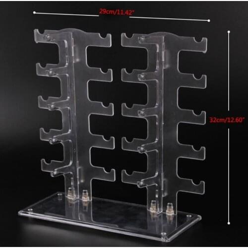 Two Row Sunglasses Rack 10 Pairs Glasses Holder Display Stand Transparent X7JB
