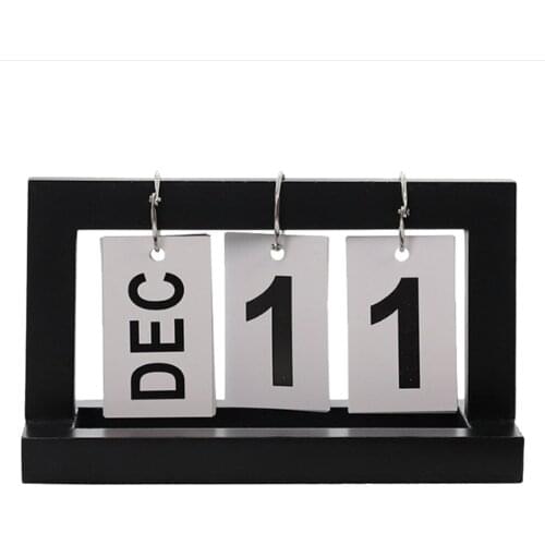 Vintage Wooden Perpetual Flip Desk Calendar Table Display for Home Dorm Office Decoration Christmas Birthday Gifts