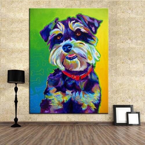 Large size Print Oil Painting schnauzer charly Wall painting Home Decorative Wall Art Picture For Living Room paintng No Frame