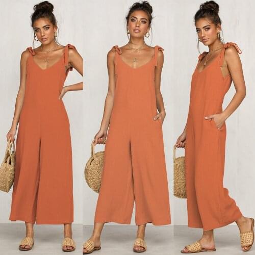 Summer Jumpsuit Cotton Linen High Quality Jumpsuit Loose womens Jumpsuits Rompers Casual Overalls Strap Solid One Piece Romper