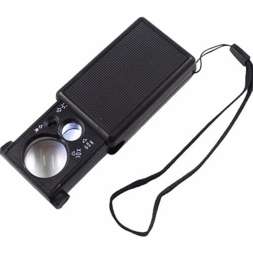 Magnifier LED Mini Pocket Portable Hand Magnifying Jeweler Microscope Currency Detector Old Man Reading Glass