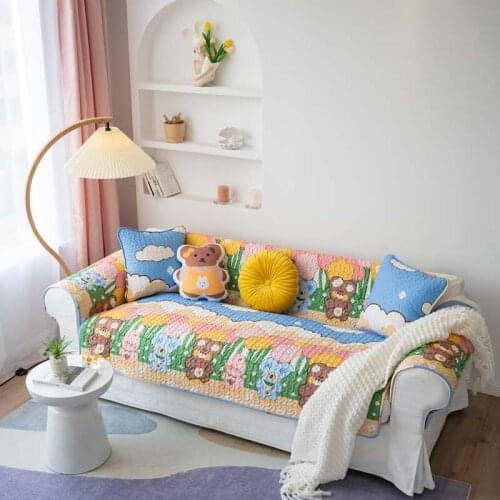 Cartoon Cute Animal Sofa Cover Four Seasons Universal Non-Slip Cotton Fashion Sofa Cushions Nordic Sofa Towel For Living Room