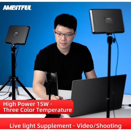AMBITFUL 15W Desktop Live LED Video Light Lighting + Color Filter + Light Stand for Live Game Shooting Ligh