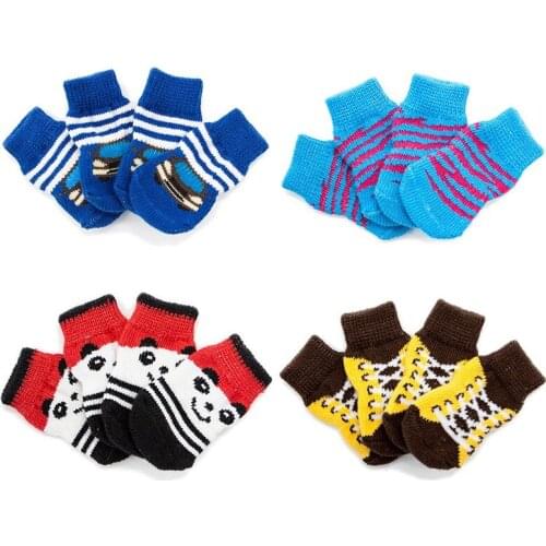 Dog Non-skid Knitted Cotton Socks For Small Medium Dogs Puppy French Bulldog Warm Walk Breathable Socks Pet Supplies