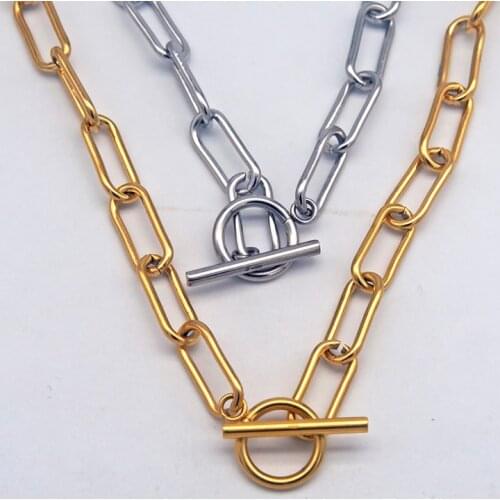 Toggle Clasp Choker Necklaces Stainless Steel Gold O Type Chain Women Minimalist OT Buckle Diy Bracelet Hot Jewelry Finding Gift