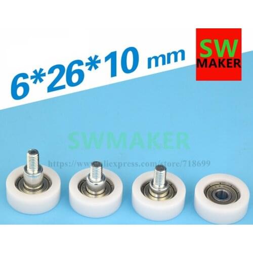 6*26*10mm flat wheel pulley, axle POM POM tape, screw wrap bearing, wheel
