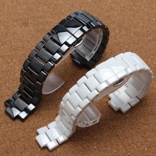 For 1421 1425 1426 Watchband Mens womens quality Ceramic Watches strap Bracelet black 19mm 22mm metal buckle Convex ends fashion