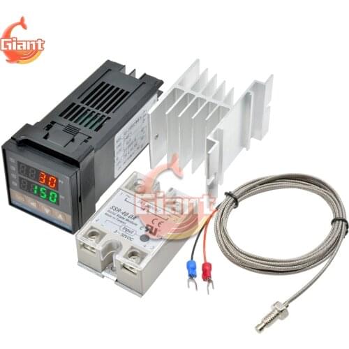 REX-C100 Digital PID Temperature Controller Thermostat SSR Output 40A SSR Relay K Thermocouple Probe Sensor SSR 40DA Solid Relay