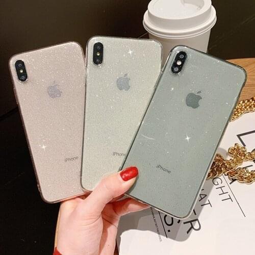 2019 Luxury Brand Case For Iphone 7 8 6 6s Plus Glitter View Back Cover For Iphone X XR XS Mas Soft TPU Transparent Case