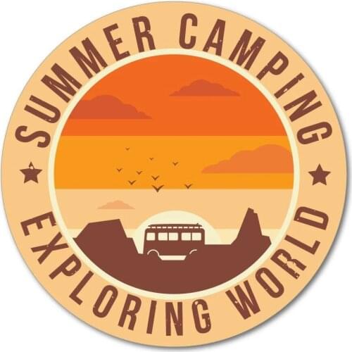 S40830# Self-adhesive Decal Summer Camping Explore World Car Sticker Waterproof Motorcycle Decors on Bumper Rear Window