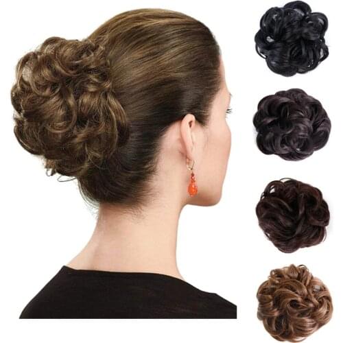 BESTUNG Women Curly Chignon with Rubber Band Synthetic Wavy Hair Bun Donut Hairpiece