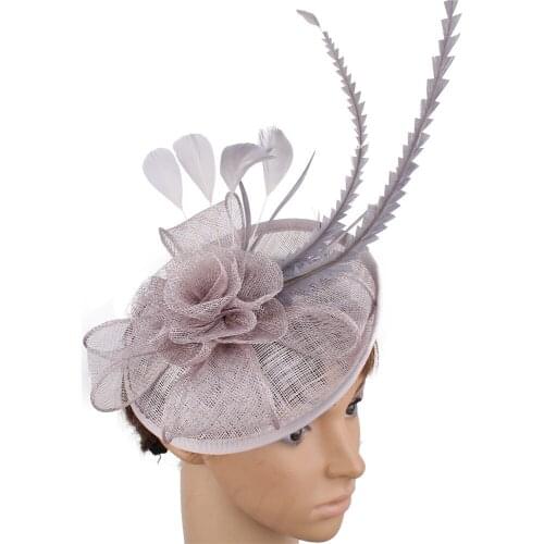 Sinamay Fascinator Hair Accessories Red Cocktail Hats Party Headwear High Quality Elegant 17 Color Occasion Millinery Headpieces