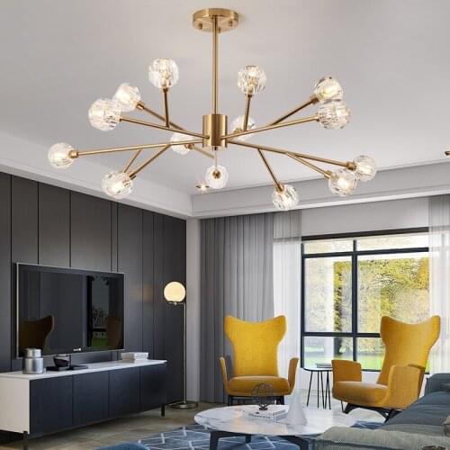 Nordic Minimalist Chandeliers Lamp Luxury Crystal Living Room Personality Magic Bean Molecular Lamp Bedroom Lighting