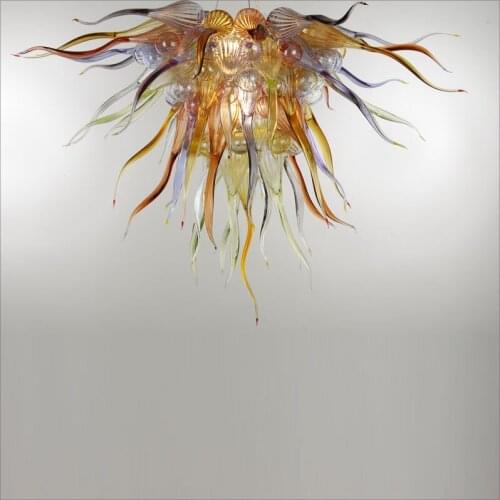 LED Light Source Blown Glass Chain Pendant Lamps Blown Murano Glass Chandeliers Customized Colored for KTV Decor