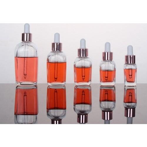 10ml-100ml Tubes Transparent Dropper Glass Aromatherapy Liquid for Essential Massage Oil Pipette Refillable Bottles Rose Gold