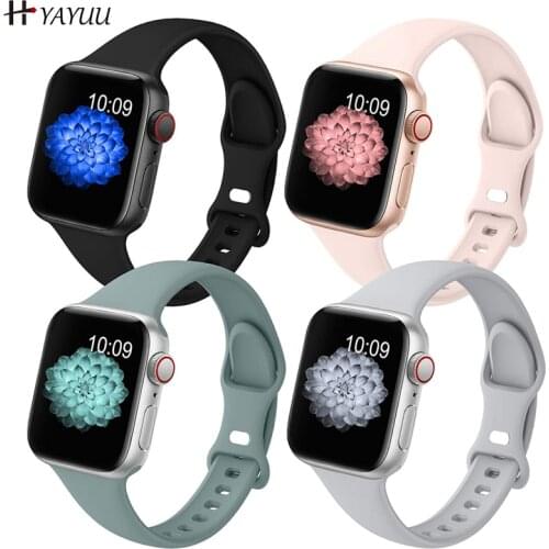 YAYUU Slim Silicone Band for Apple Watch Band 38mm 42mm 40mm 44mm Thin Soft Narrow Replacement Strap for iWatch Series 5/4/3/2/1