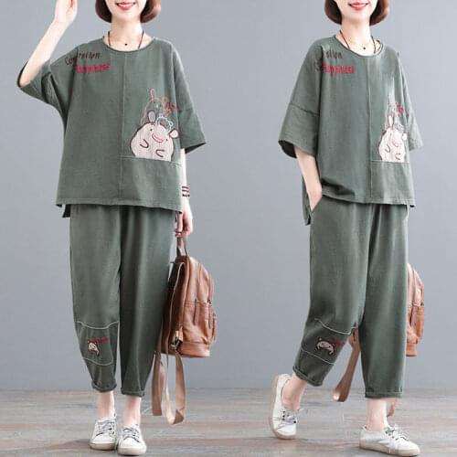 Two Piece Sets Tracksuits Women 2021 Summer Clothes Casual Short Sleeve T-shirt Top and Pants Suits Womens Outfits X134