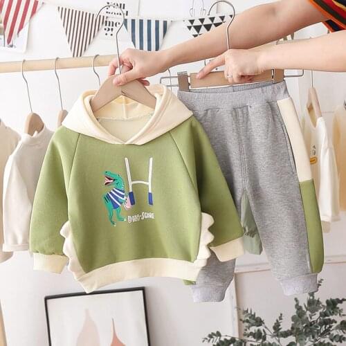 Winter Warm Children Cotton Baby Boy Girls Clothes Cartoon Thicken Hoodies Pants 2Pcs/sets Kids Toddler Casual Velvet Tracksuit