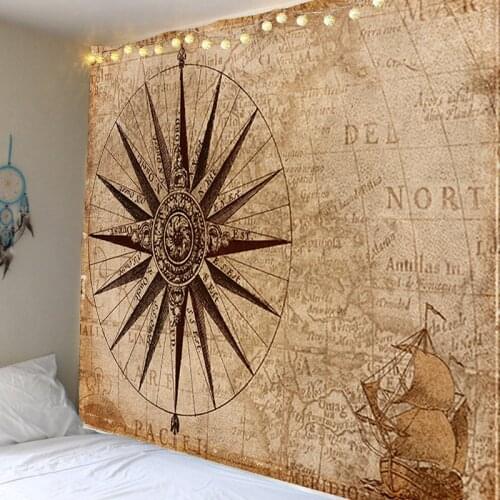 Star Wheel, Map, Ancient, Ship Carpet, Tapestry, Art Deco Fabric, Bedroom Upholstery Fabric