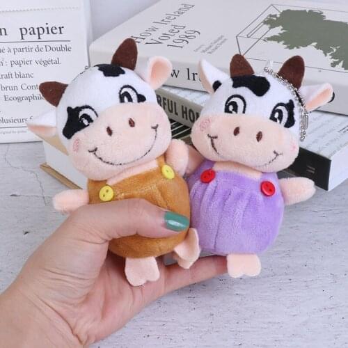 1 Pc New 10cm Little Cow Stuffed Animal Plush Toys , Key chain Plush Dolls , Kids Plush Toys Chinese New Year
