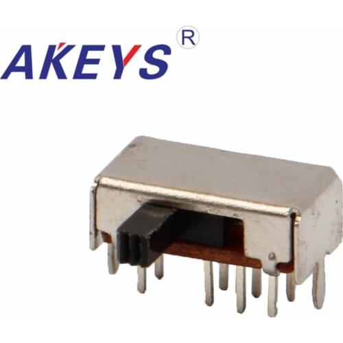 10PCS SK-23D07 2P3T-G4 Double pole three throw handle heights 3.0mm slide switch side insert 8 pin with 2 fixed pin