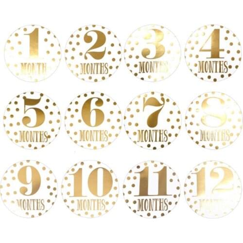 12pcs Memory Monthly Stickers Excellent Craftsmanship Well Durability Pregnant Women Newborn Baby Milestone Photo Props