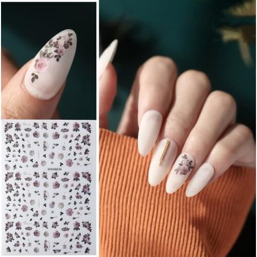 2020 DIY 3D Nail Art Sticker Adhesive Sticker Decals Tool Pink Flowers Image Nail Art Tattoo Decoration Z0290