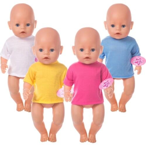 4 color T shirt Doll clothes Fit For 43cm/17inch baby Doll Reborn Babies Clothes And 17inch Doll Accessories