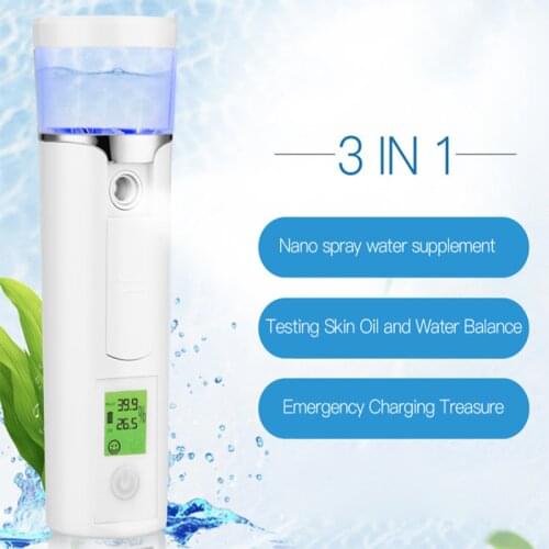 40ML Nano Mist Sprayer Facial Steamer Body Moisturizing Skin Care Tester Monitor Detector Face Humidifier Cooling LCD Display