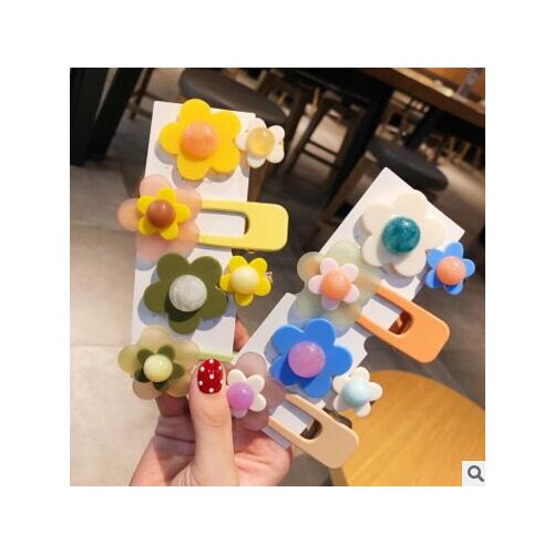 60set/lot 2pcs/set DIY Multi ABS Sunflowers Hair Clips Simple Candy Colore Hairpins Hair Care Styling Accessories Tools HA677