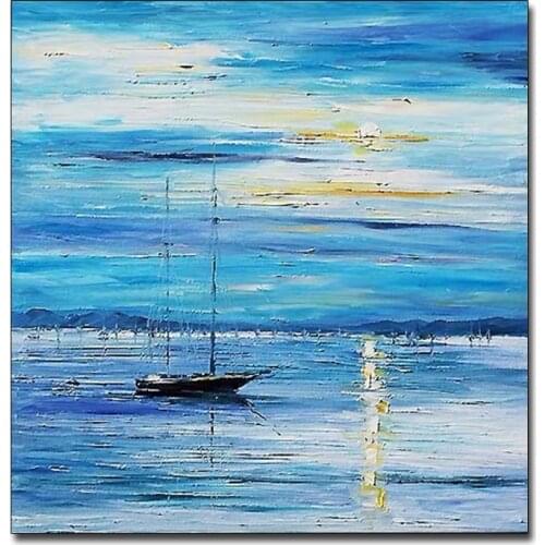 Abstract Seascape Art 100% Hand Painted Textured Oil Painting Canvas Wall Decor Textured Paintings Art Showpieces For Home Decor