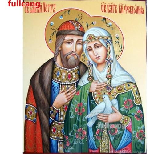 5d full square round drill diamond painting Sts. Peter and Fevronia off Murom mosaic diamond embroidery cross stitch Art JX2093