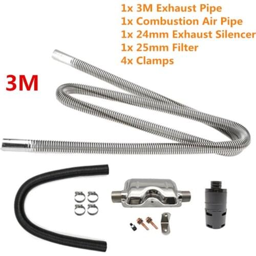 Car Diesel Parking Heater 300cm Pipe + 24mm Exhaust Silencer + 25mm Air Filter Set For Air Diesel Heater For Webasto Eberspacher