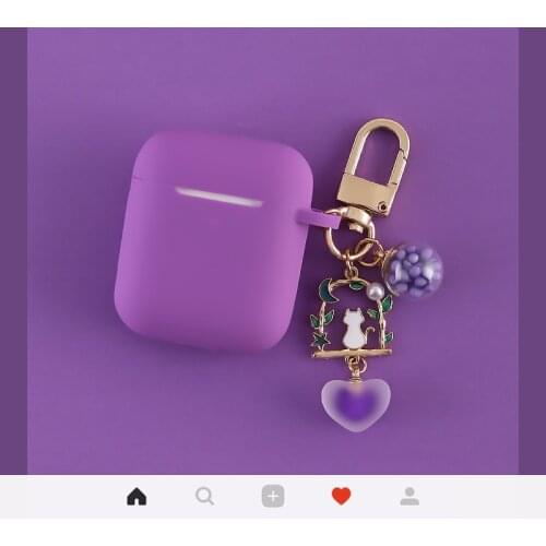 Cute Cat Keychian For Airpods Earphone Case Bluetooth Wireless Protective Cover For Apple AirPods Case Cat Pendant