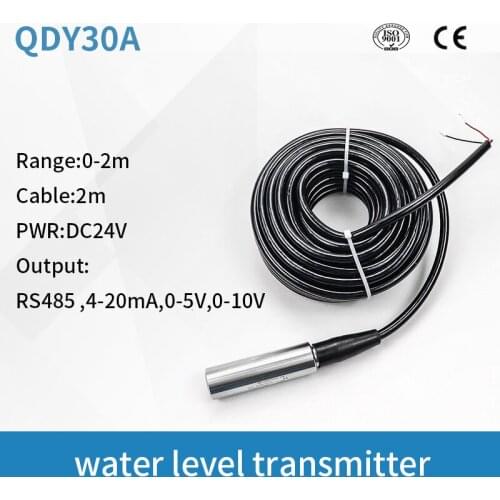 2m Range 2 m cable tank water liquid level sensor RS485 4-20mA hydrostatic liquid level sensor transmitter oil tank level sensor