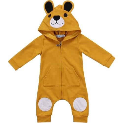 Infant Newborn Kids Baby Boy Girl Romper Bear Ear Hooded Long Sleeve Pocket Boys Girls Clothing Jumpsuit Cute Clothes Outfits