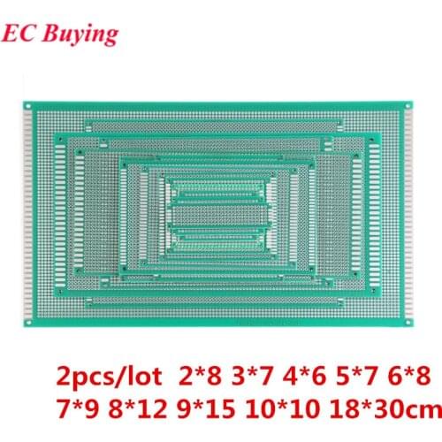 2pcs/lot Double Side Prototype Universal Printed Circuit PCB Board DIY For Arduino 2X8 3X7 4X6 5X7 6X8 7X9 8X12 9X15 10X10 18X30