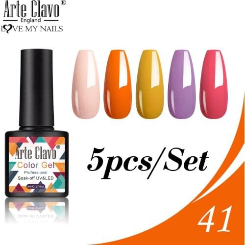 Arte Clavo Gel Nail Polish Set Long Lasting Soak Off LED 2/5PCS Gel Nail Art UV Gel Varnish Nail Polish Red Pink Color Lacquer