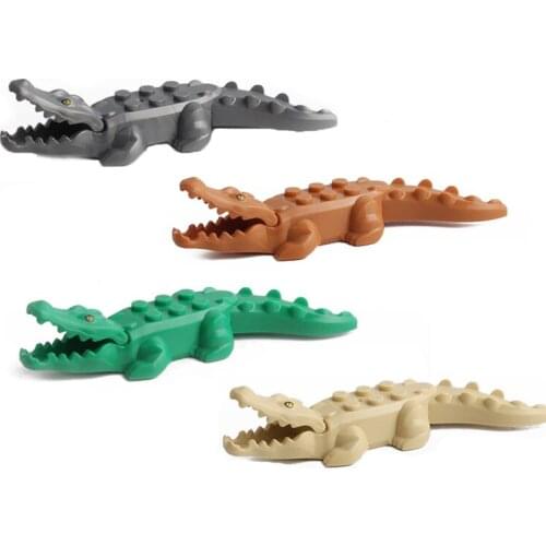Animals Figures Crocodile Big Size Figure Toys For Children 2*3 Solid Color Kids Gift Animal Zoo Compatible City Building Blocks