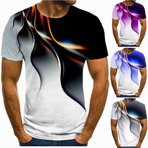 Man Fashion Printing T Shirt Summer Round Neck Short Sleeve All-match Top Male Oversized Gradient Hip Hop Street T-shirt Tees