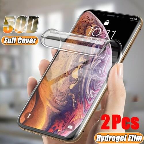 2Pcs 500D Hydrogel Film Screen Protector For iPhone 12 11 X XR XS 11 12 Pro Max SE 2 Soft Protective Film For iPhone 8 7 Plus