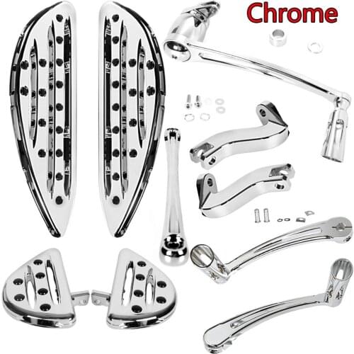 Chrome Front+Rear Shallow Cut Floorboards&Shift Lever&Brake Shift&Linkage&Rear Passenger Mount For Harley 2014-2017 Touring FLH