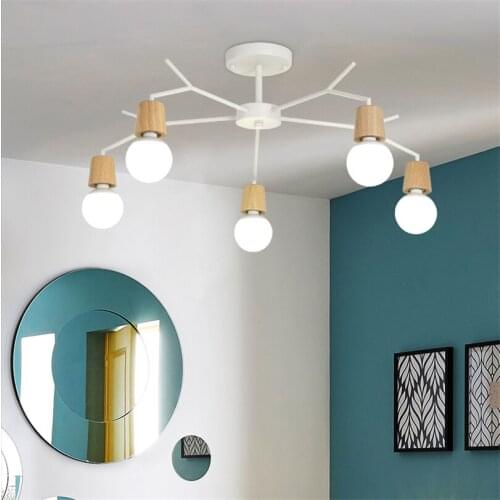 Art Spider Ceiling Lamp Retro Vintage Loft Wood Ceiling Lights Modern LED Home Living Room Dining Room Kitchen Decor Fixtures